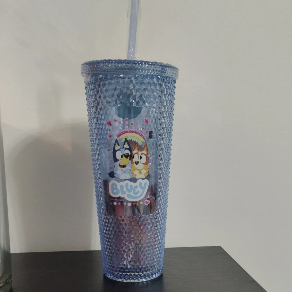 NWT Bluey Blue Tumbler with Straw & Candy